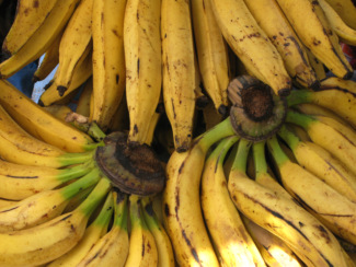 Pile of ripe bananas ready for making smoothies with super foods