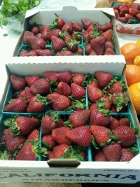 box of strawberries from farmers market