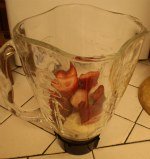 Easy Homemade Fruit Smoothie preparing to blend