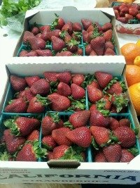 box of strawberries from farmers market